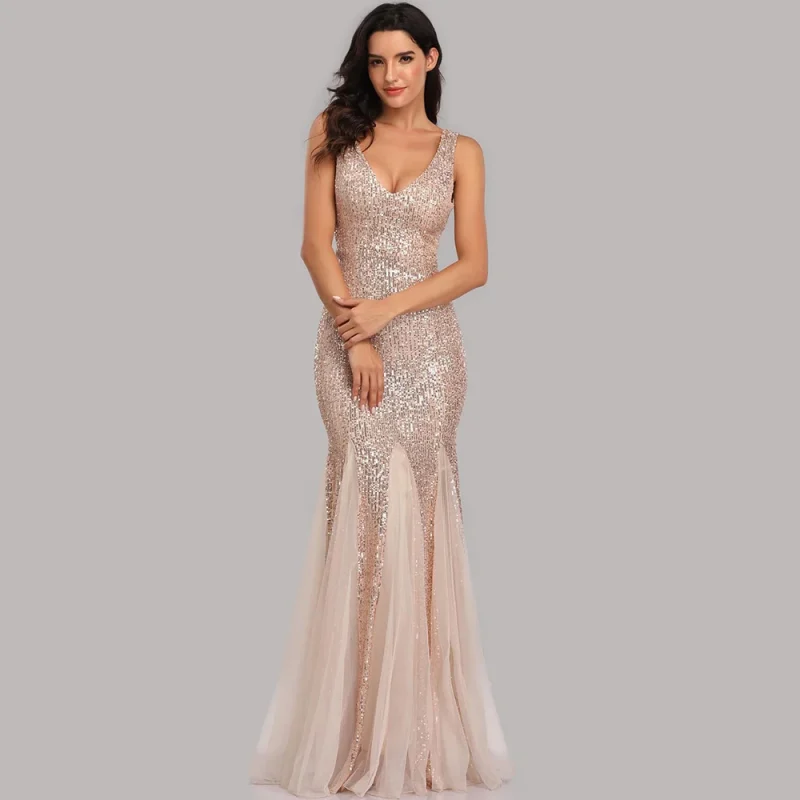 Sexy Sequin Long Sleeve Maxi Dress - Image 14