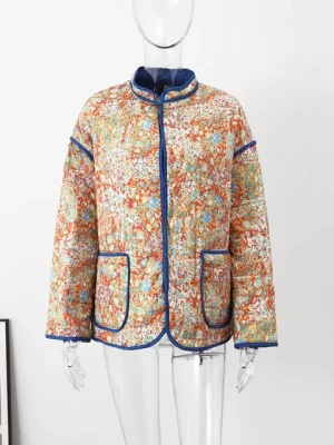 Loose Floral Cotton Jacket Women Long Sleeve