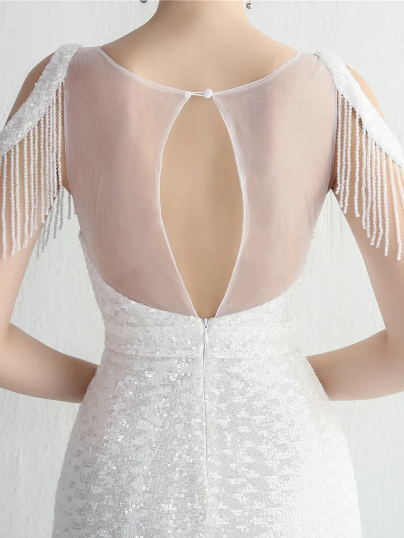 Luxury Party Dress with Mesh Overlay - Image 8