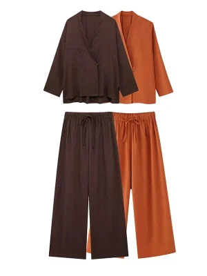 Women’s One-Button Shirt & Wide Leg Pants