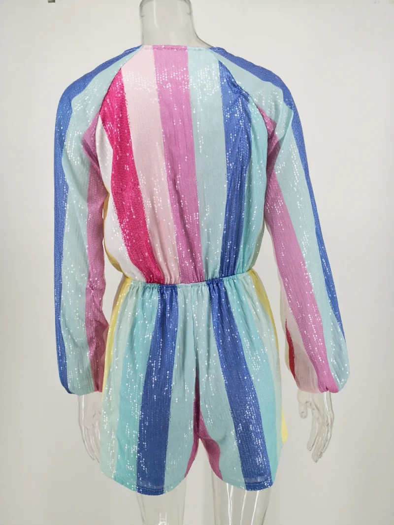 Sexy Striped Sequin Jumpsuit - Image 9