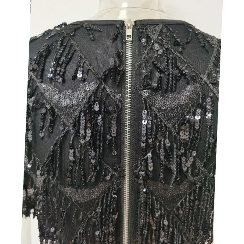 Sexy Vintage Black Sequin Maxi Dress - Image 6