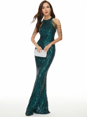 Sexy Vintage Sequin Maxi Dress Women