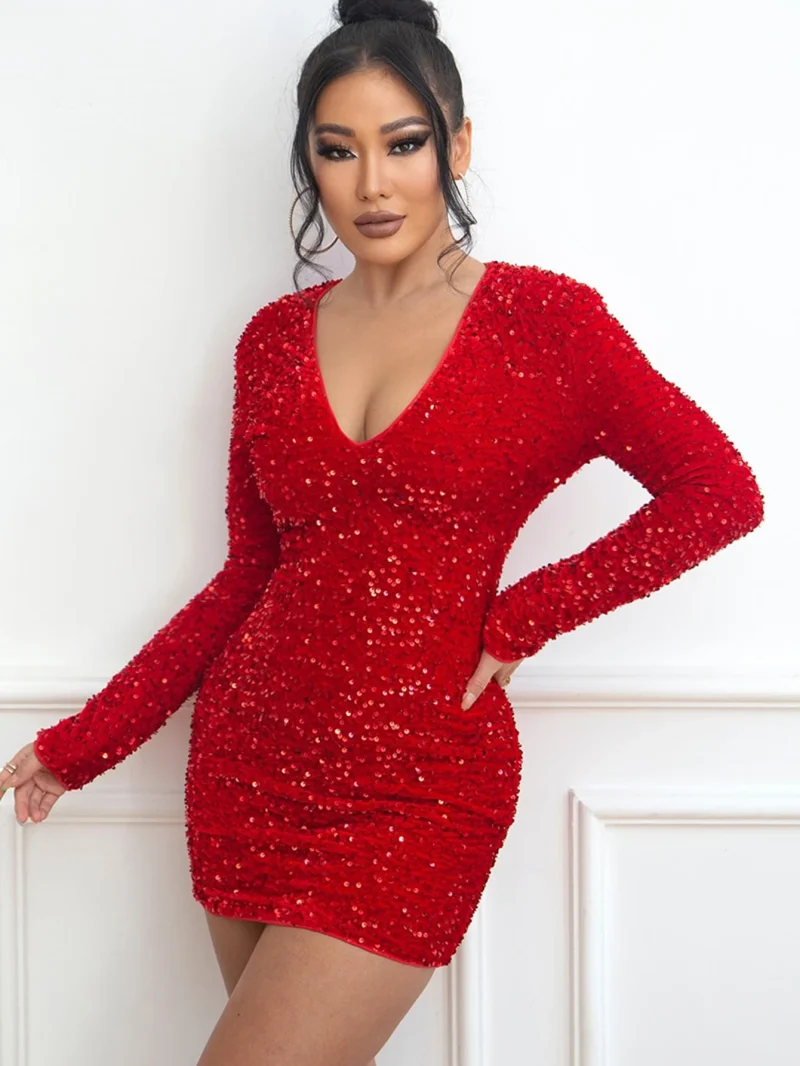 Women's Black Sequin Mini Dress Vintage - Image 8