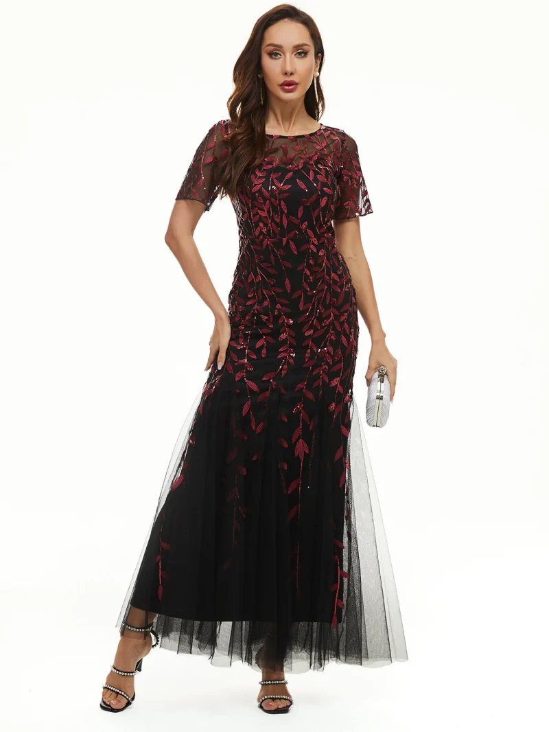 Elegant Bridesmaid Dress with Sequins - Image 8