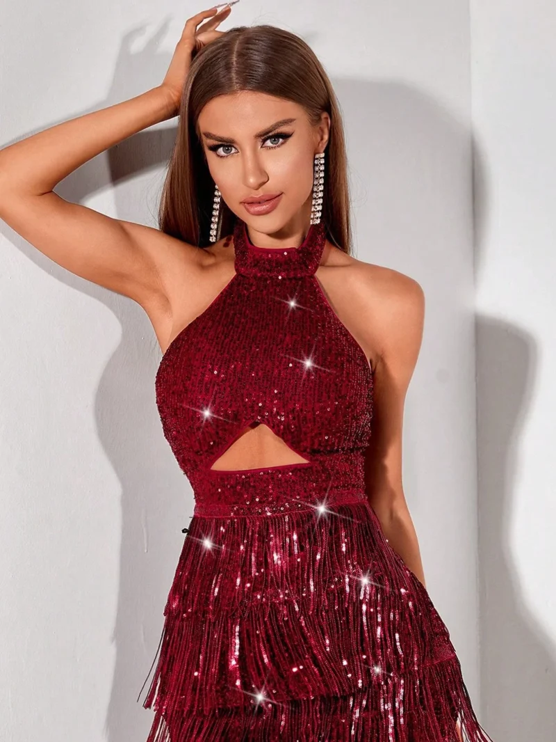 Sexy White Sequin Mini Dress - Image 12