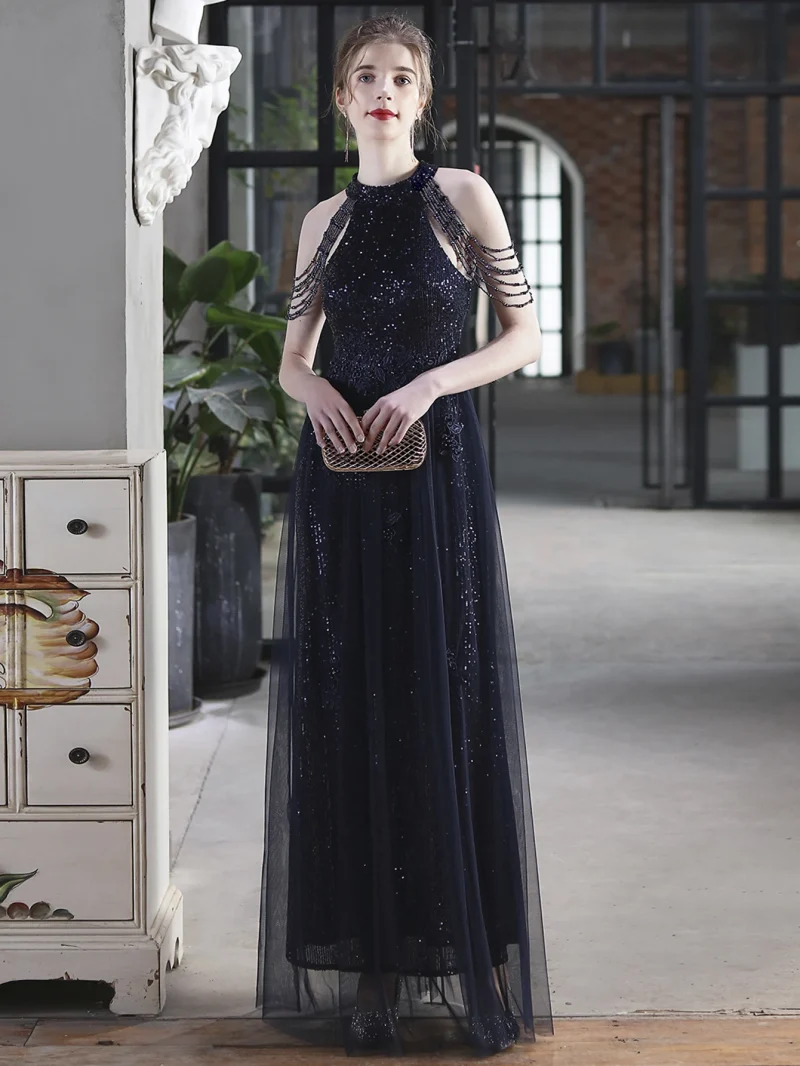 Luxury Backless Black Maxi Dress - Image 15