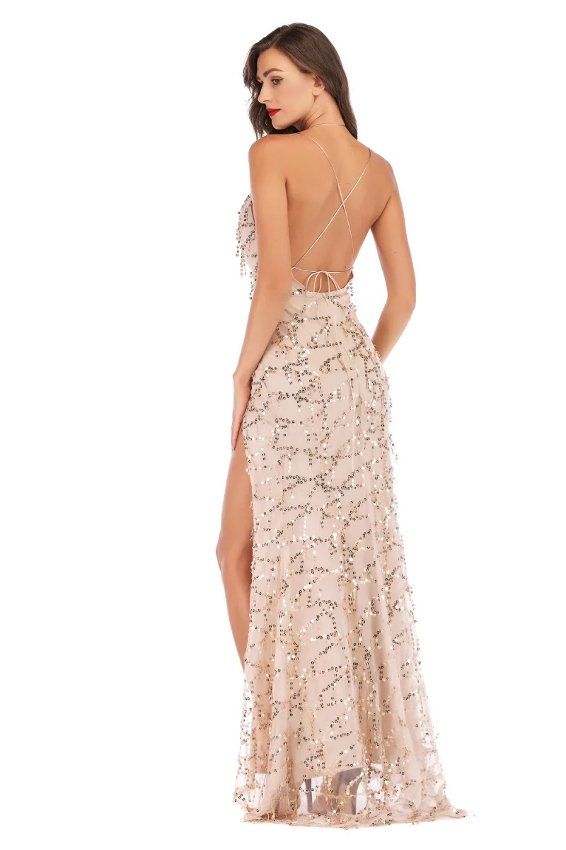 Vintage Black Sequin Maxi Dress - Image 10