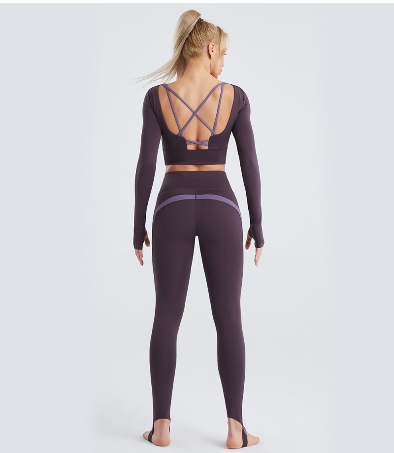 Beauty Back Workout Top & Running Pants - Women's Two-Piece Yoga Set - Image 2