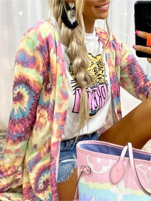 Summer Tie Dye Long Sleeve Cardigan – Casual All-Match Top