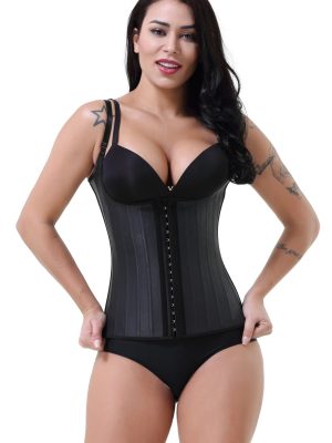 Glossy Latex Zipper Vest – Spaghetti Strap Rubber Corset Waistband