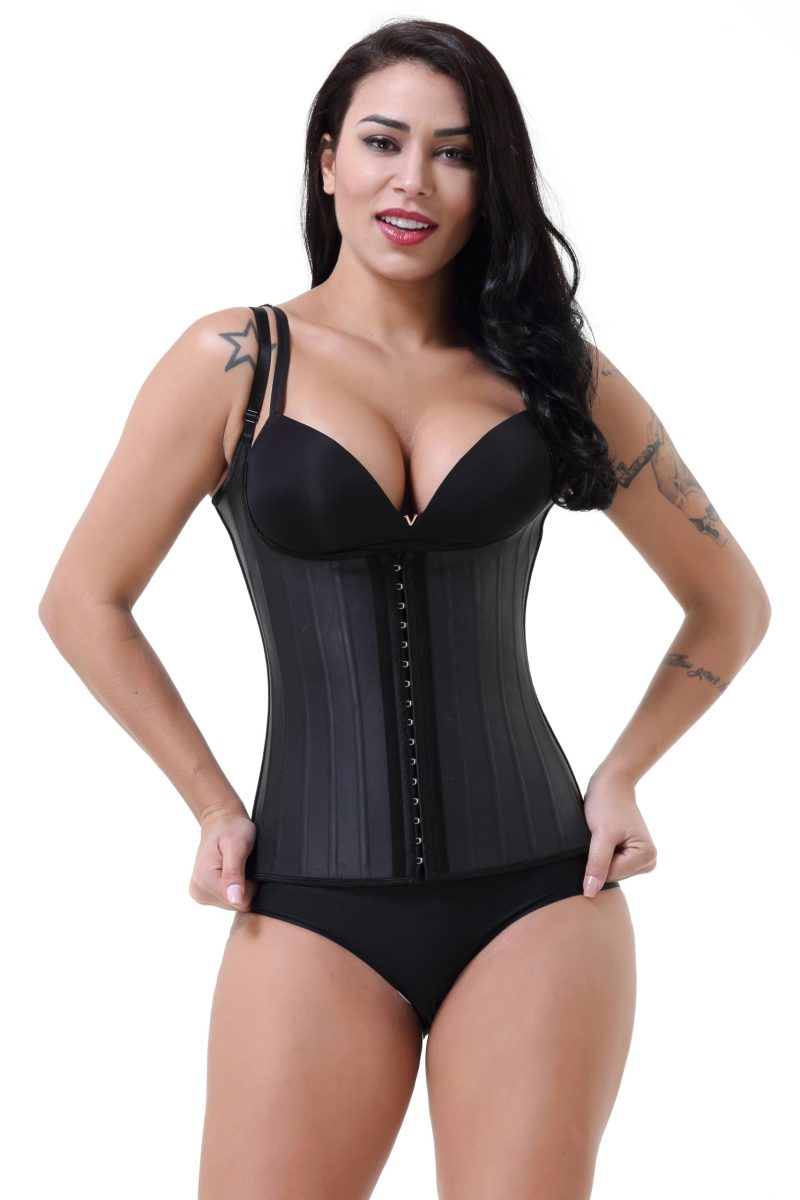 Glossy Latex Zipper Vest – Spaghetti Strap Rubber Corset Waistband