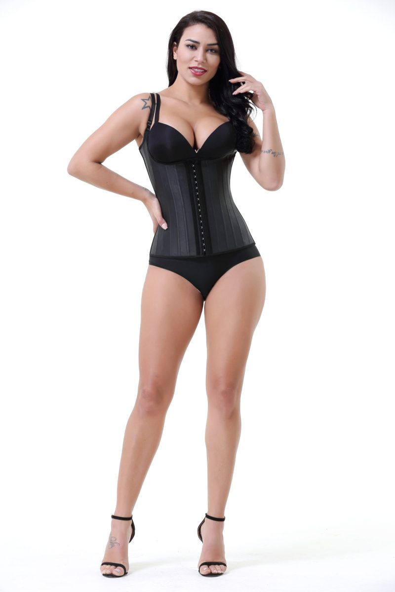Glossy Latex Zipper Vest – Spaghetti Strap Rubber Corset Waistband - Image 2