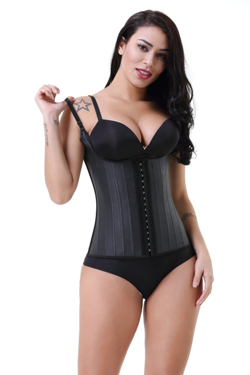 Glossy Latex Zipper Vest – Spaghetti Strap Rubber Corset Waistband - Image 4