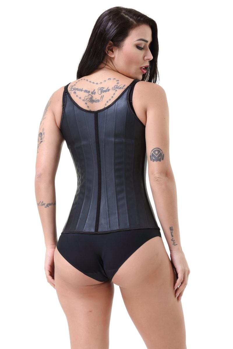 Glossy Latex Zipper Vest – Spaghetti Strap Rubber Corset Waistband - Image 6