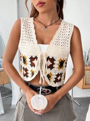 Women’s Spring Autumn Crocheted Hollow Lace Top Jacket