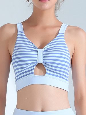 Striped Breathable Yoga Bra – Elastic & Fitness