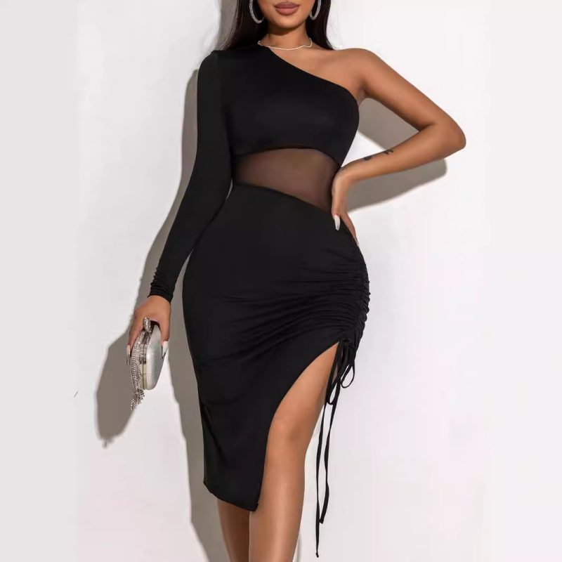 Summer See-Through Lace Mesh Dress - Drawstring & Body Shaping - Image 4