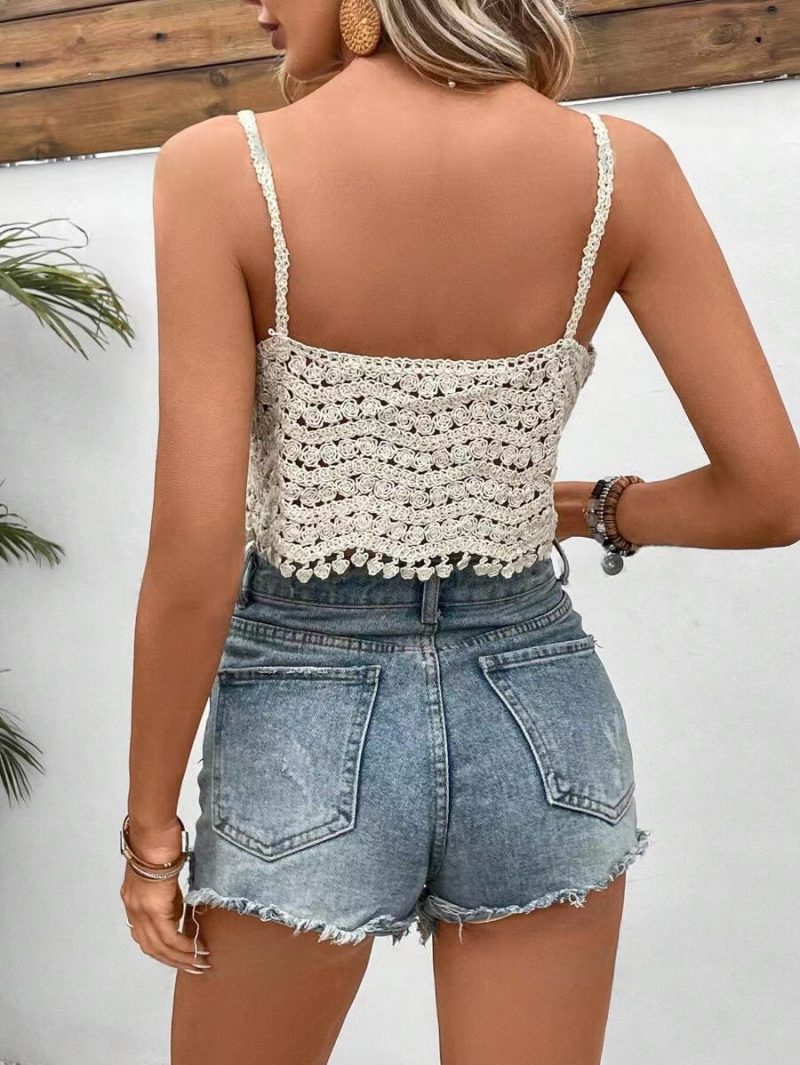 Hand Crocheted Tassel Beaded Suspender Top - Image 5