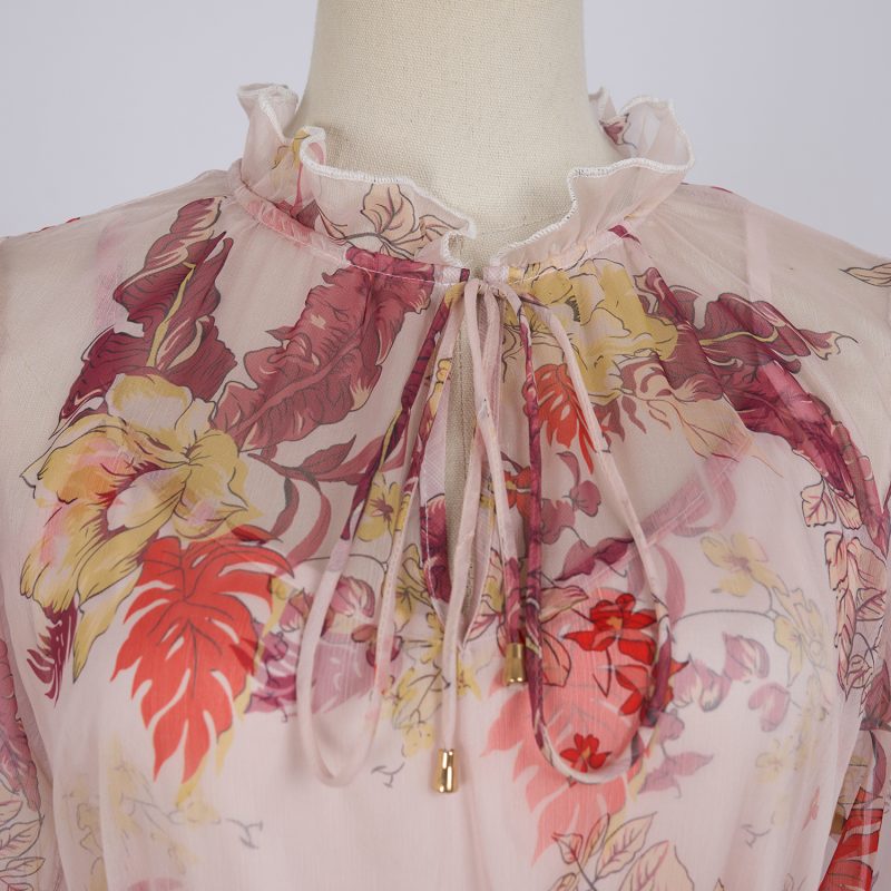 Multi-Layer Irregular Chiffon Lace-Up Two-Piece Dress - Image 4