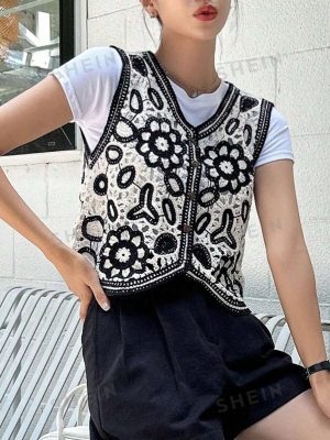 Women’s Summer Elegant Button Embroidery Vest