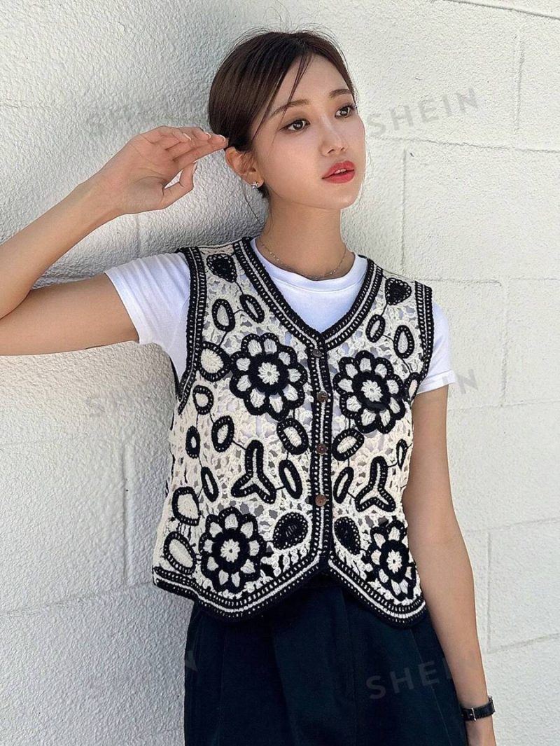 Women’s Summer Elegant Button Embroidery Vest - Image 4