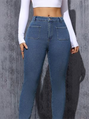 Fleece-Lined Skinny Stretch Denim Pants – Winter Warmth