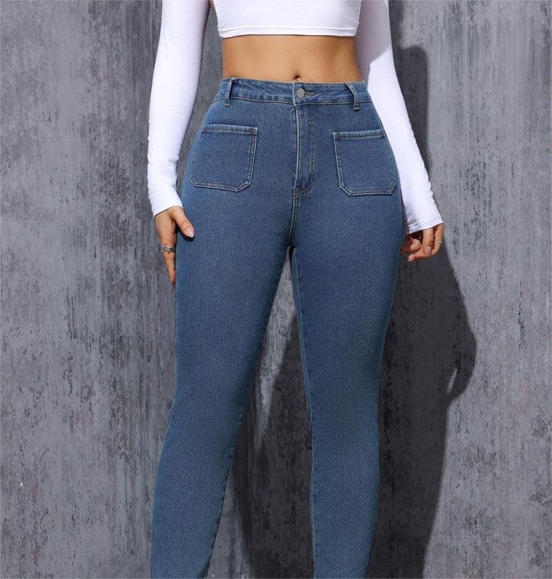 Fleece-Lined Skinny Stretch Denim Pants - Winter Warmth