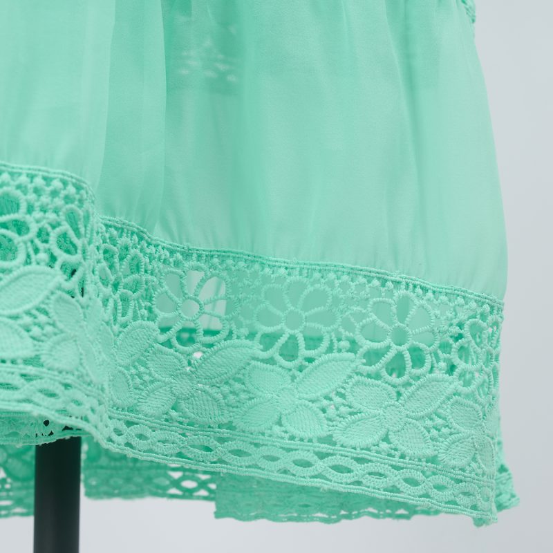 Stitching Lace Long Dress - Hollow Button & Large Swing - Image 8