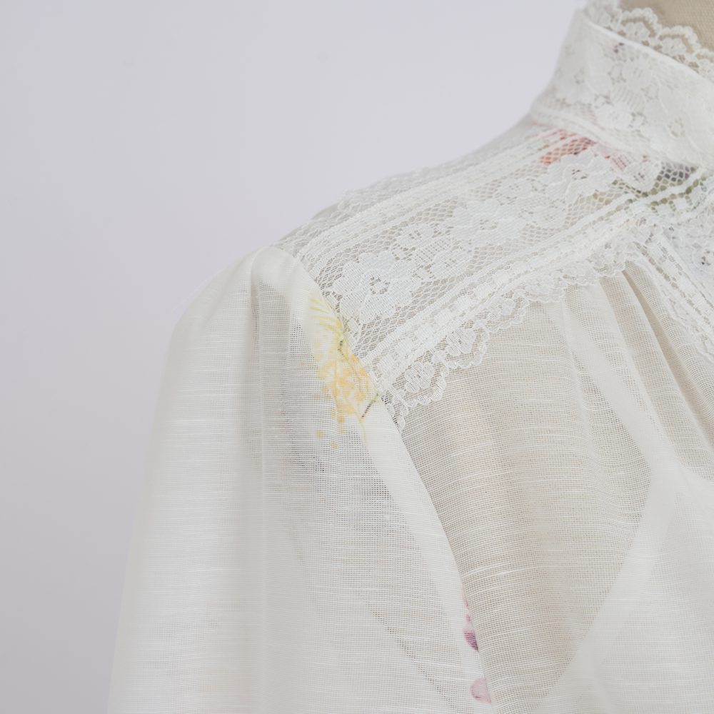 V-Neck Lace Patchwork Doll Coat & Wide Leg Pants Suit - Image 11