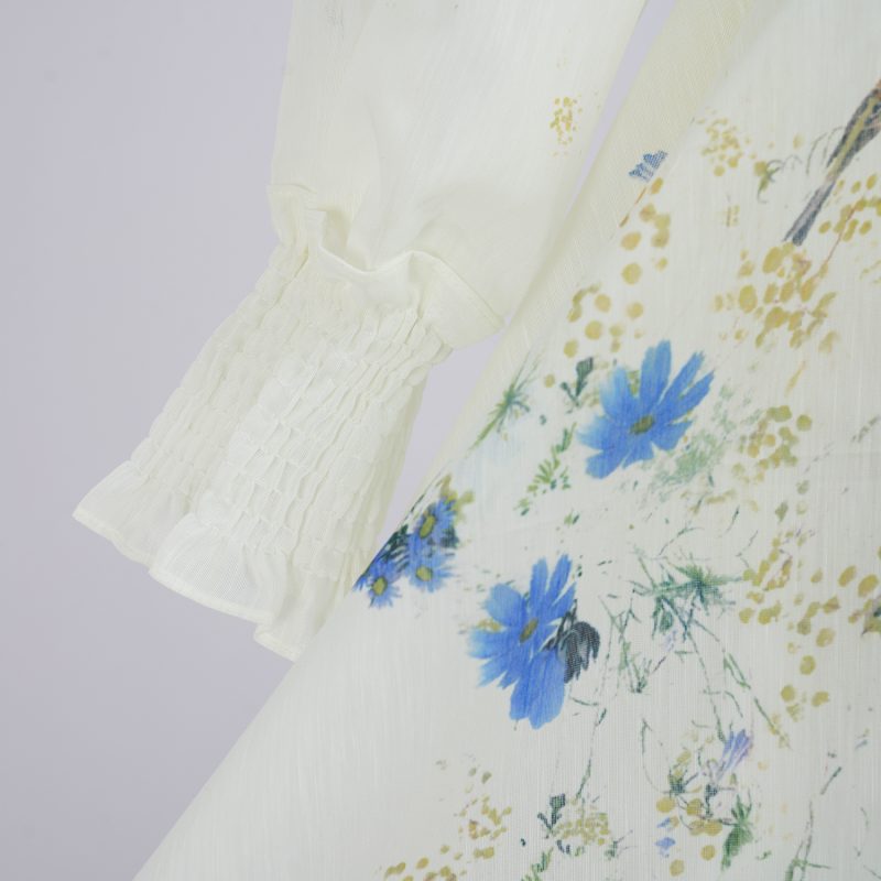 Lantern Long Sleeve Printed Shirt with High Waist Large Swing Long Skirt - Elegant Suit - Image 11