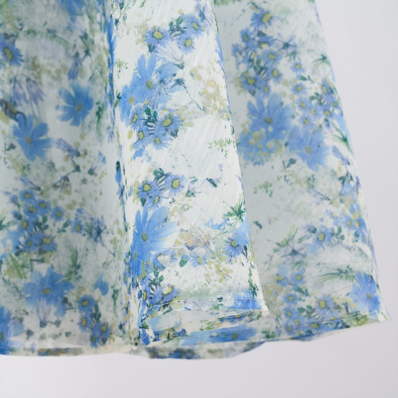 Lantern Long Sleeve Printed Shirt with High Waist Large Swing Long Skirt - Elegant Suit - Image 12