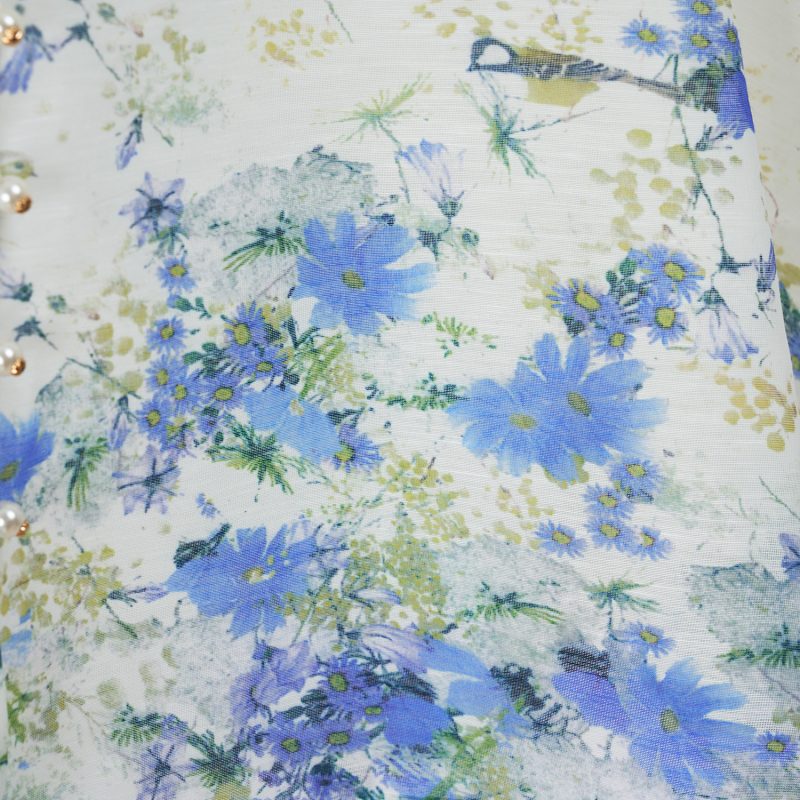 Single-Breasted Stand Collar Lantern Sleeve Printed Dress - Image 8