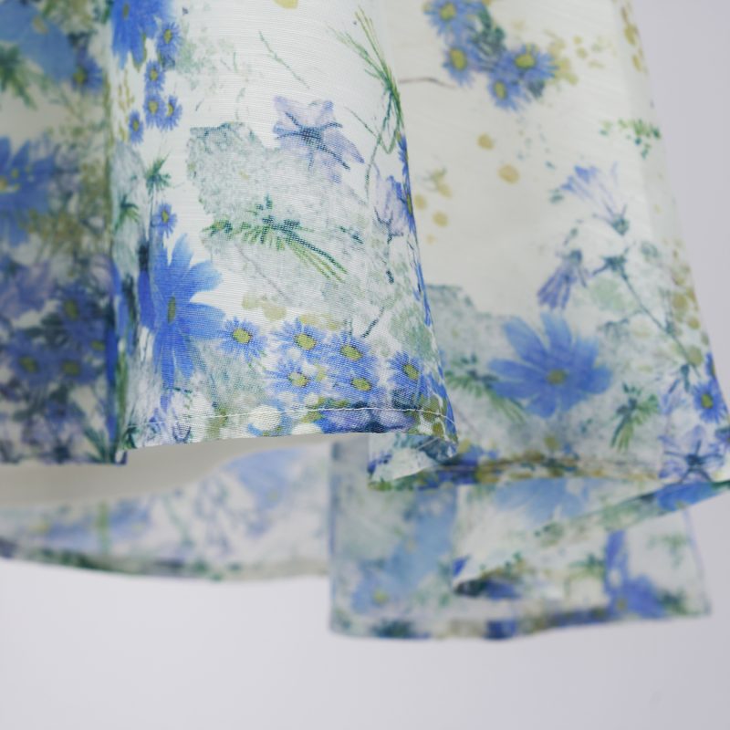 Single-Breasted Stand Collar Lantern Sleeve Printed Dress - Image 9