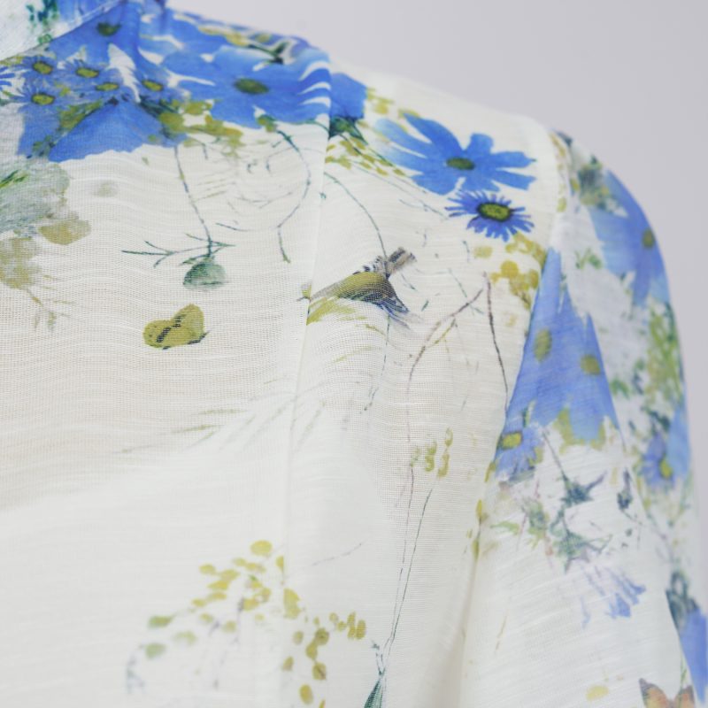 Single-Breasted Stand Collar Lantern Sleeve Printed Dress - Image 10