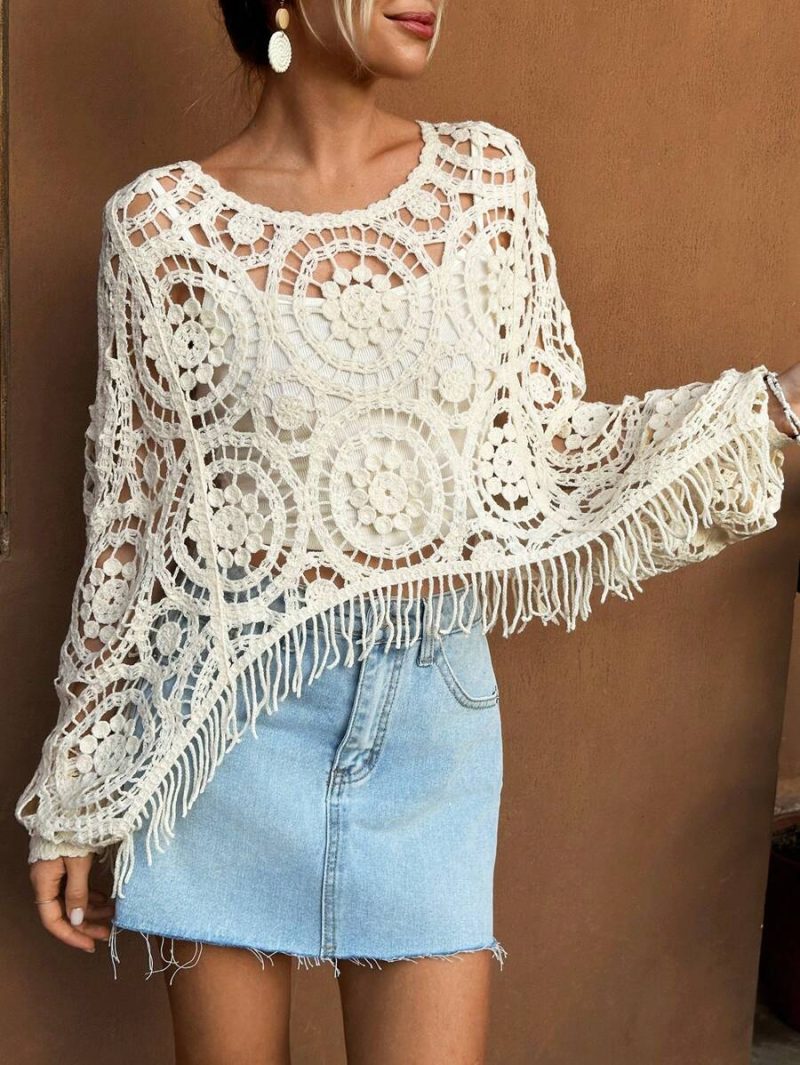 Women’s Summer Vacation Long Sleeve Solid Short Top - Image 4