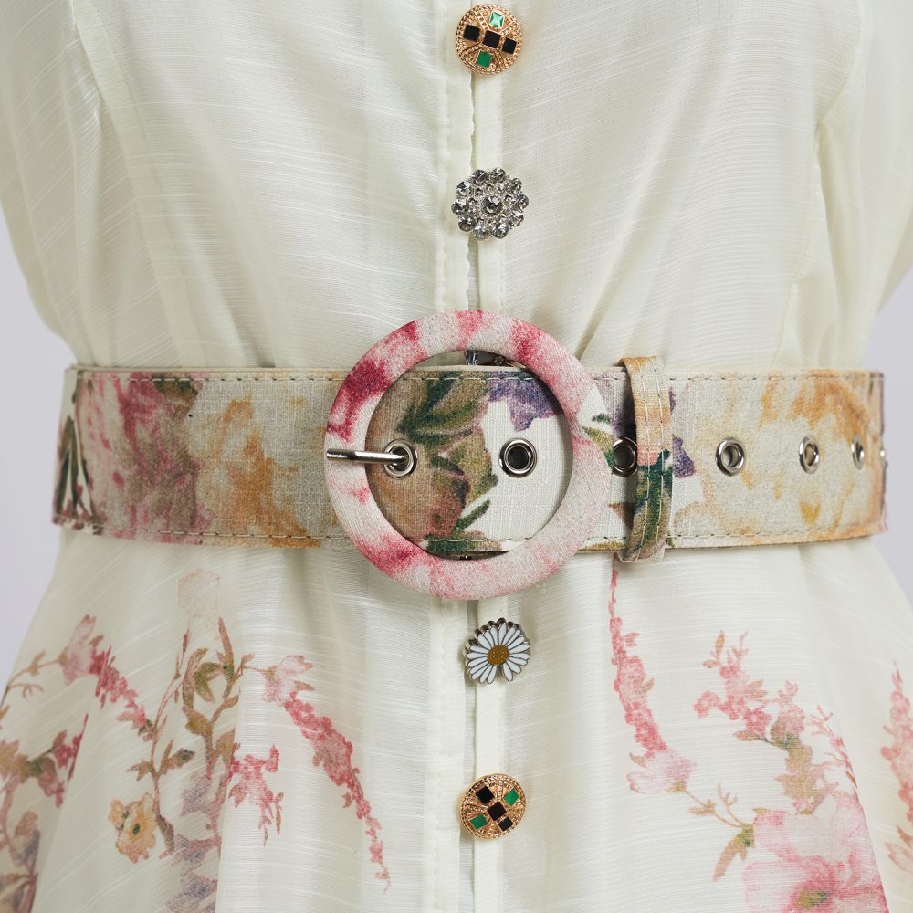 Printed Shirt Dress with Lantern Sleeves - High Waist & Elegant - Image 7