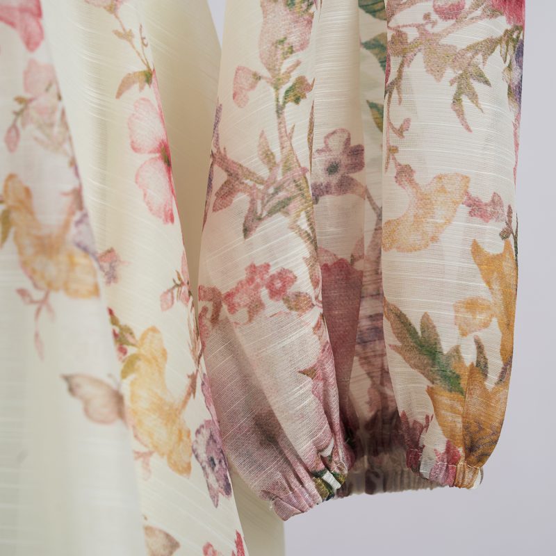 Printed Shirt Dress with Lantern Sleeves - High Waist & Elegant - Image 9