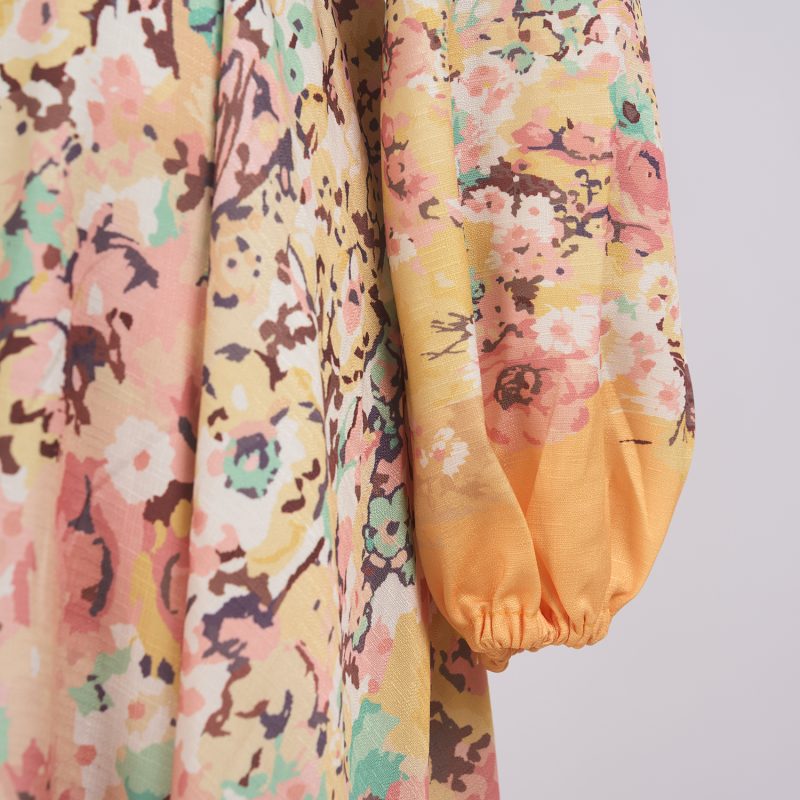 Luxury Button Pocket Mid-Length Dress with Belt and Positioning Print - Image 8