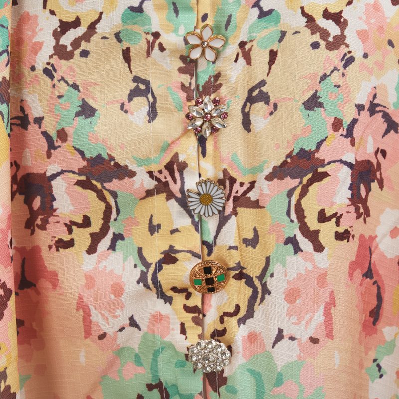 Luxury Button Pocket Mid-Length Dress with Belt and Positioning Print - Image 9