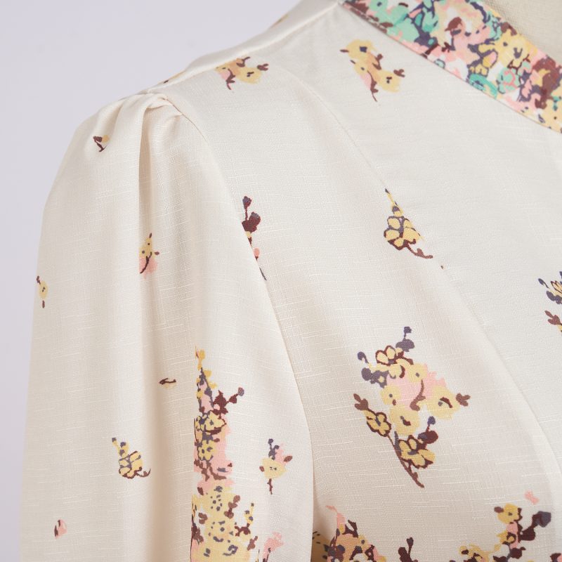 Luxury Button Pocket Mid-Length Dress with Belt and Positioning Print - Image 10