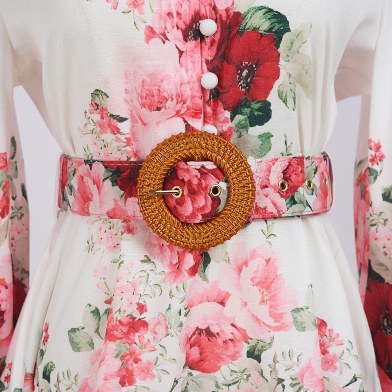 Waist Slimming Elegant Fashion Printed Long Sleeve Short Dress - Image 4
