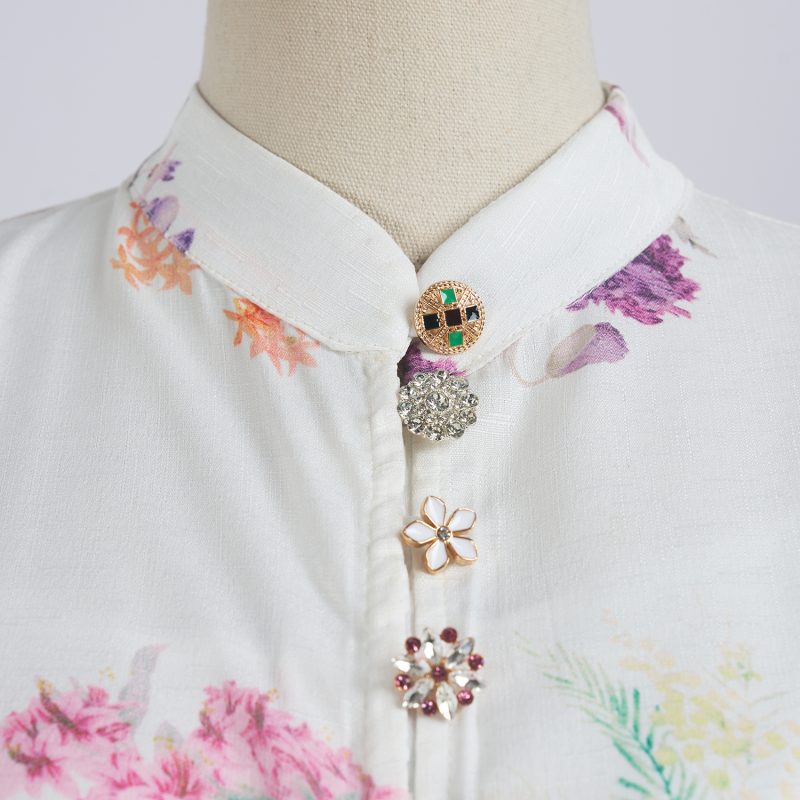 Spring Floral Long Sleeve Single-Breasted Dress with Belt - Image 4