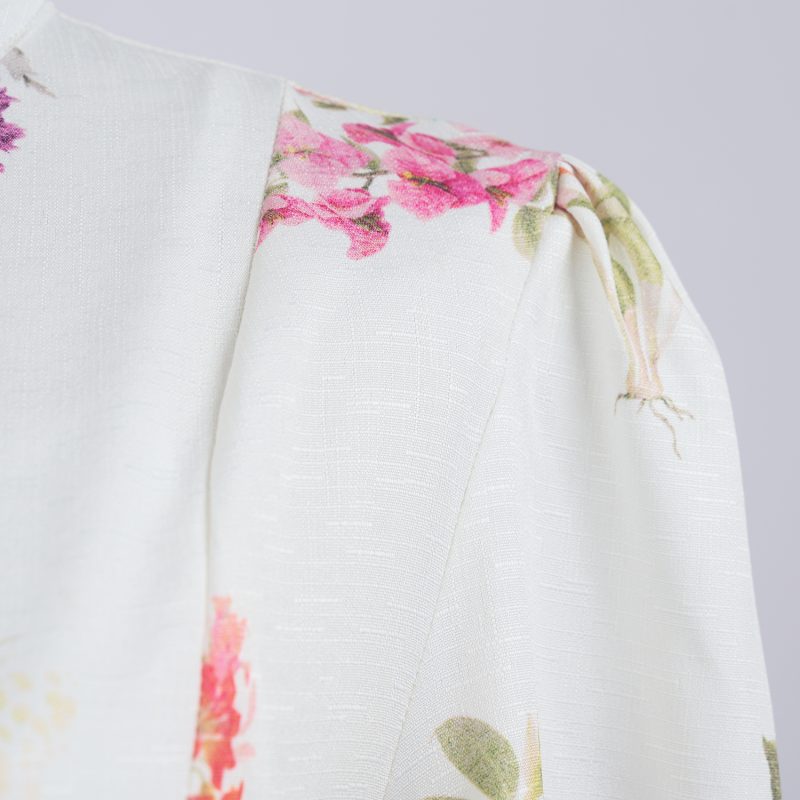 Spring Floral Long Sleeve Single-Breasted Dress with Belt - Image 6