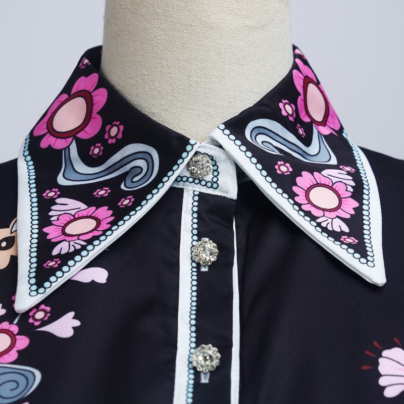 Women’s Spring Long Sleeve Floral Single Breasted Dress - Image 4