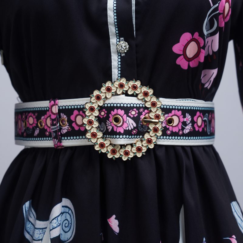 Women’s Spring Long Sleeve Floral Single Breasted Dress - Image 6