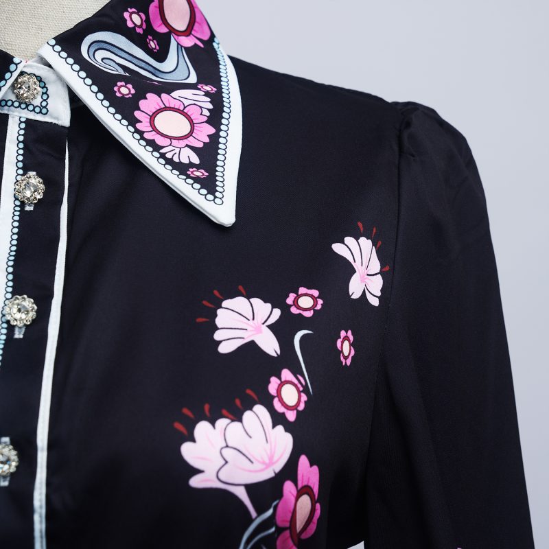 Women’s Spring Long Sleeve Floral Single Breasted Dress - Image 7