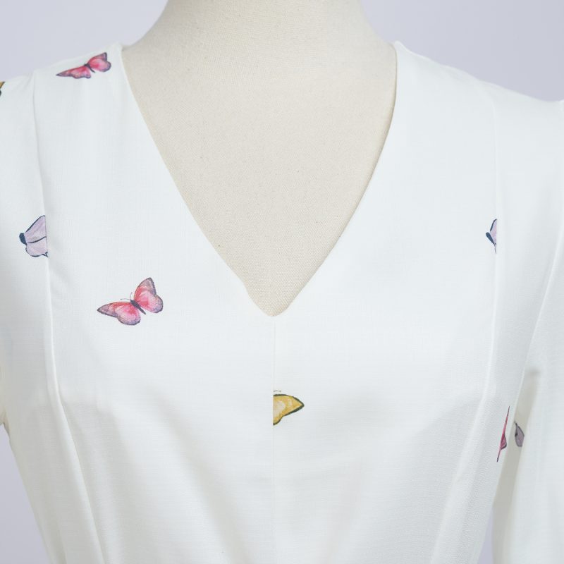 Spring Floral Long Sleeve Single-Breasted Dress - Image 4