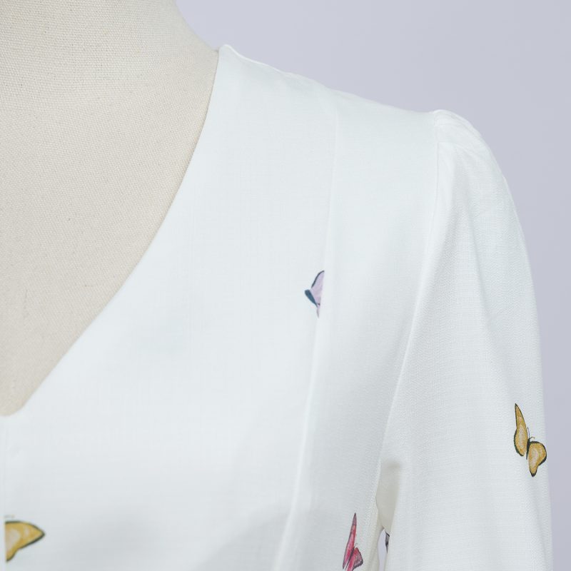 Spring Floral Long Sleeve Single-Breasted Dress - Image 6