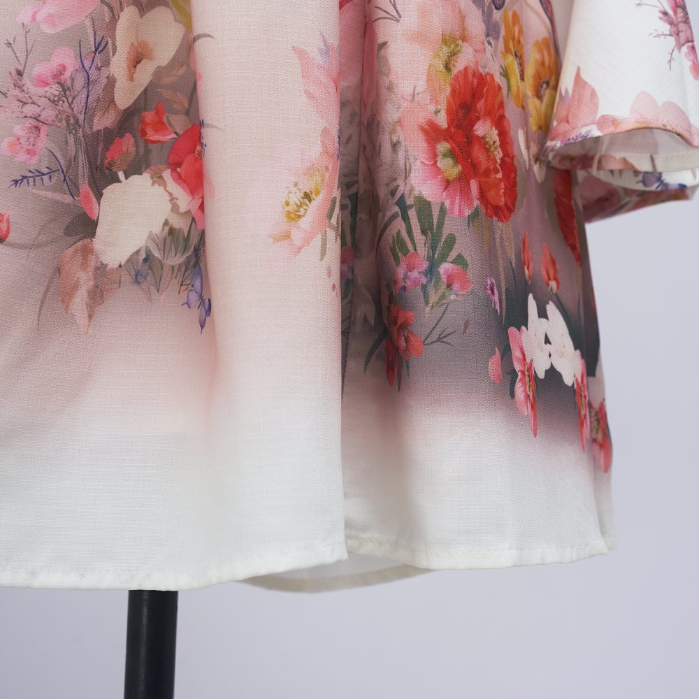 Spring Floral Long Sleeve Single-Breasted Dress - Image 8